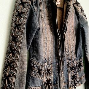 Rare, Y2K Armani Exhange, Denim Jacket, Leather Laces, Size ES